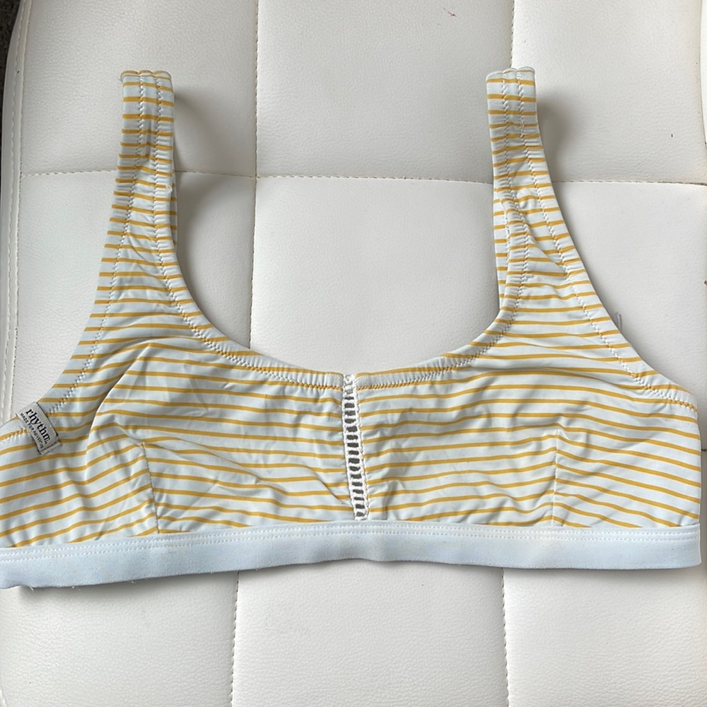 Rhythm white and yellow bikini top